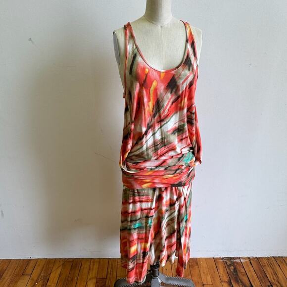 PLEIN SUD Y2K Tie Dye Flapper-Style Midi Dress - Picture 1 of 10